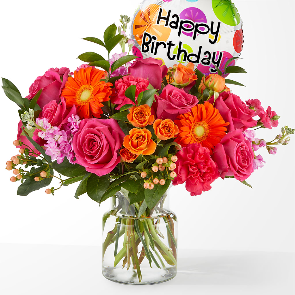 Fiesta Bouquet with Birthday Balloon – City Market, Grand Junction CO