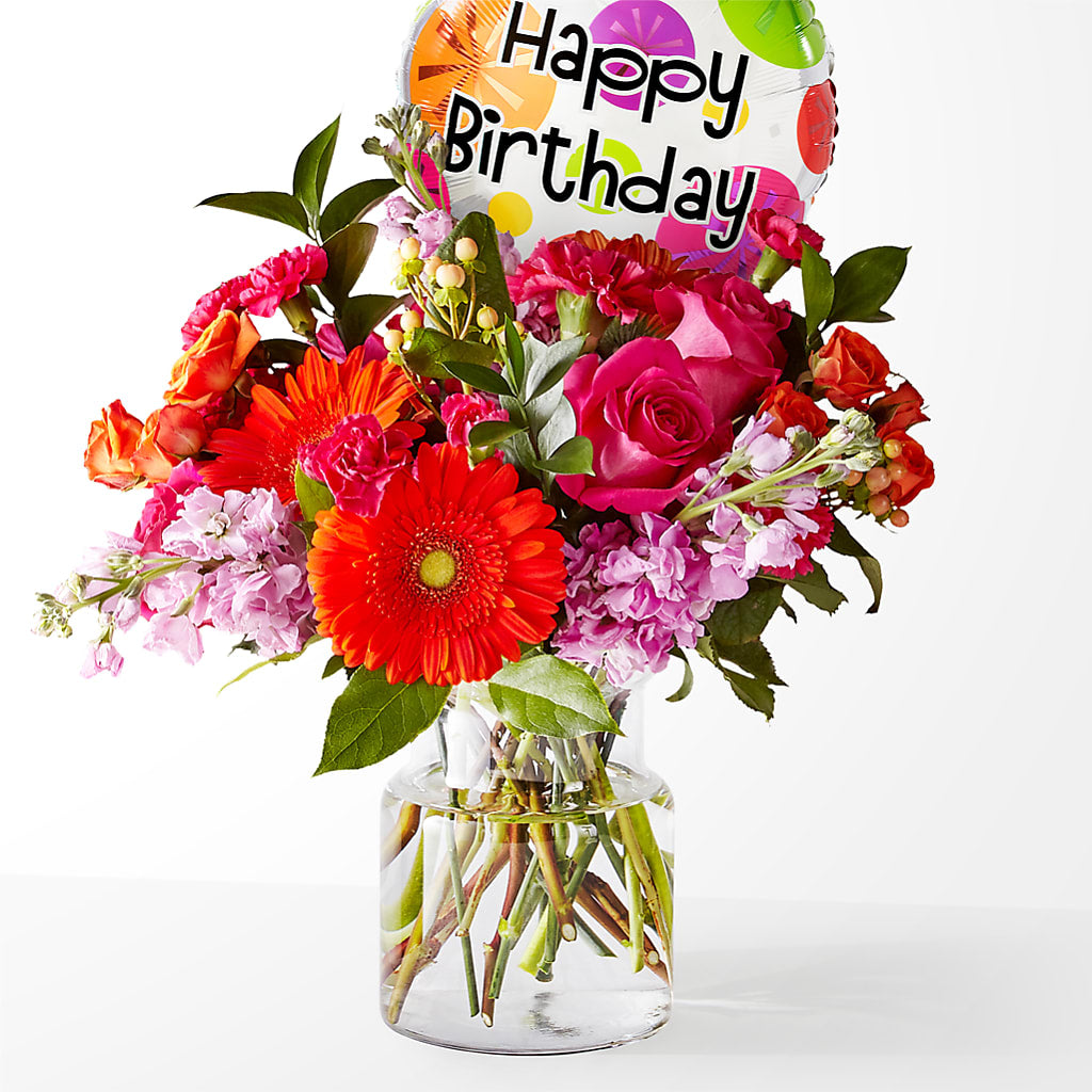 Fiesta Bouquet with Birthday Balloon – City Market, Grand Junction CO