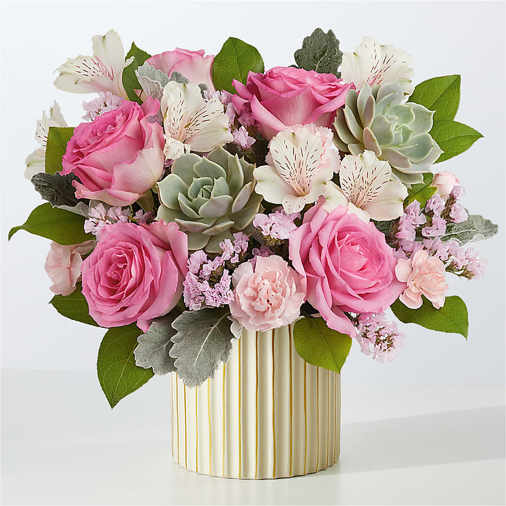 Dusty Rose Bouquet with Ivory Vase – City Market, Grand Junction CO