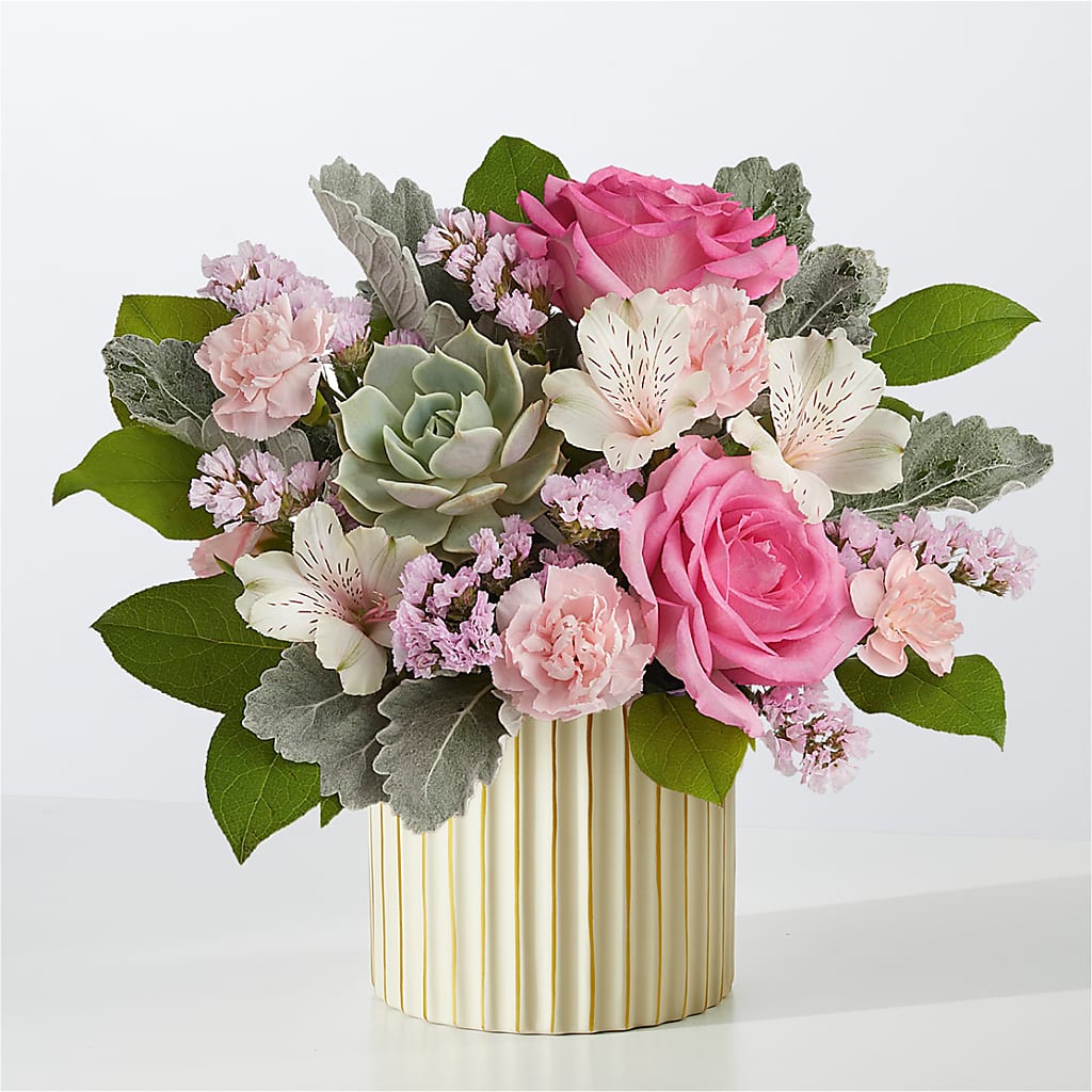 Dusty Rose Bouquet with Ivory Vase – City Market, Grand Junction CO