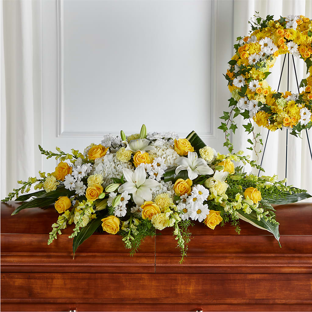 Golden Harmony Casket Spray – City Market, Grand Junction CO